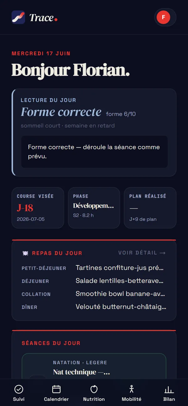 L'app Trace — Ta séance du jour